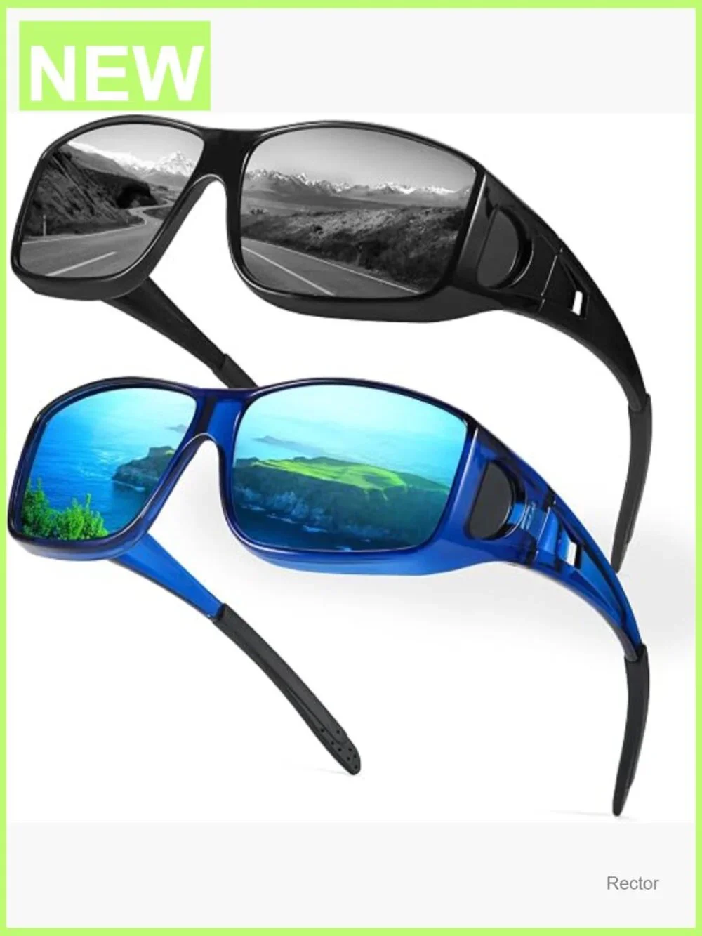 Polarized Fit Over Glasses Sunglasses 2 Pack UV Protection Wrap Around
